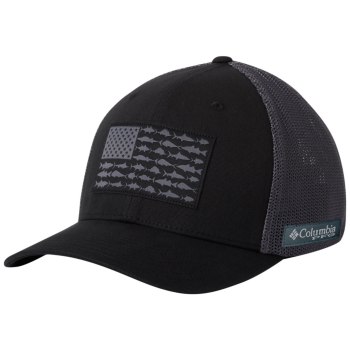 Columbia Ženske Kape - PFG Mesh Fish Flag Ball Crne Tamno Sive | ZABF-40861